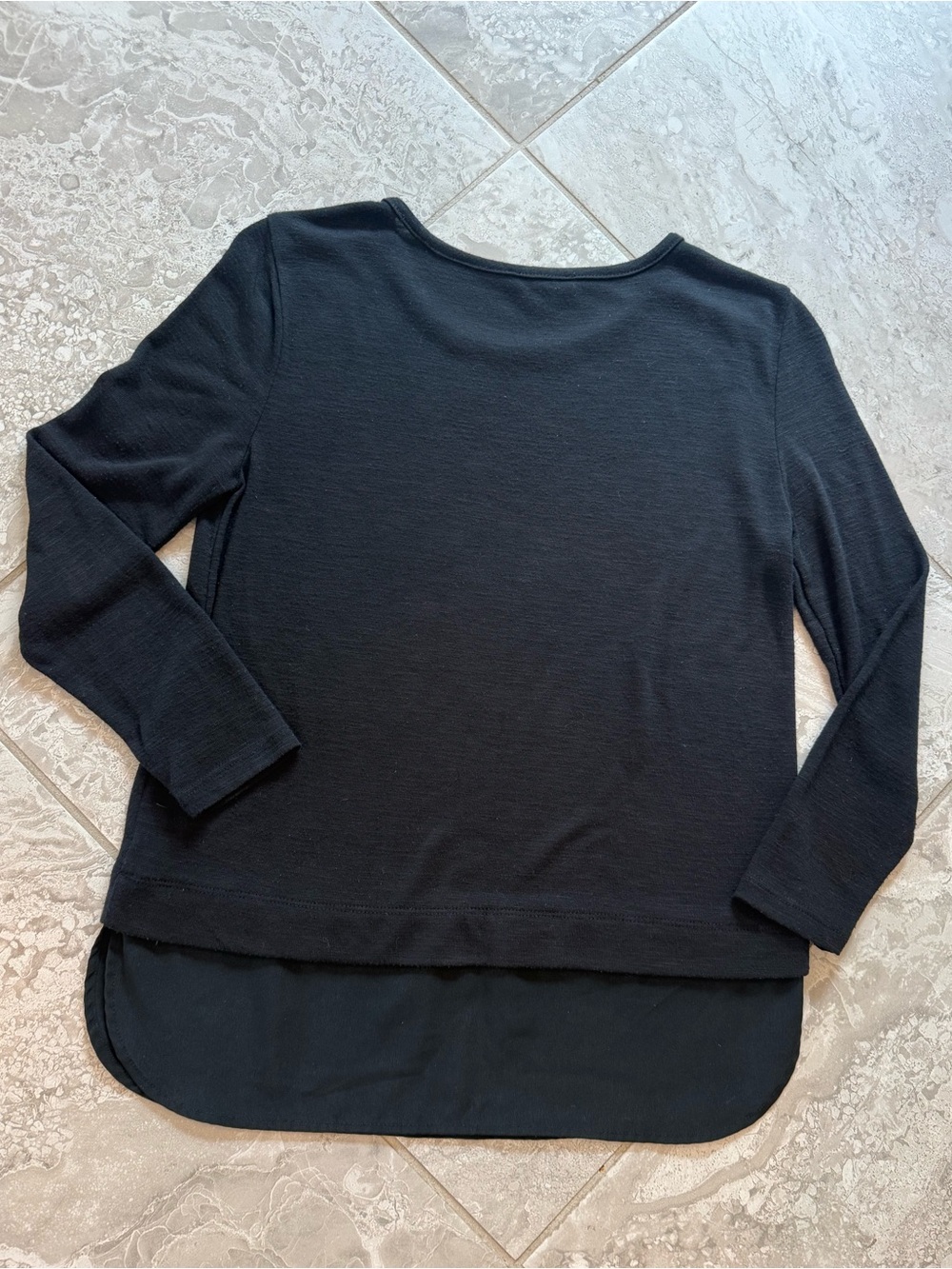 J.Crew Mercantile Black Layered Hem Long-Sleeve Top, size XS